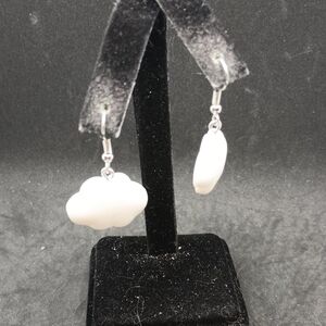 White Dangle Cloud Shaped Earrings